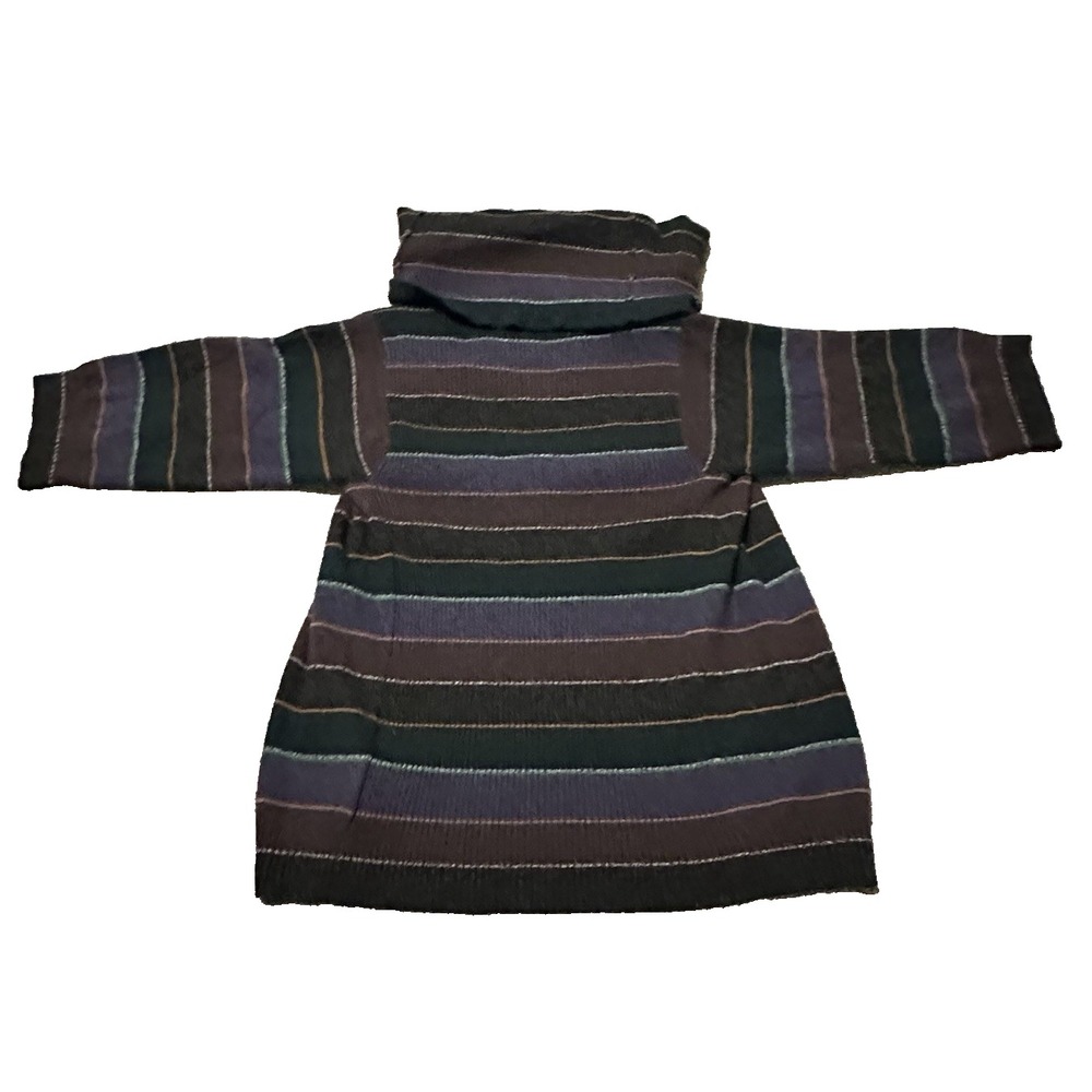 Cividini 100% Cashmere Striped Cowl Neck Sweater Italy IT 44 US M Purple Green - Picture 2 of 10
